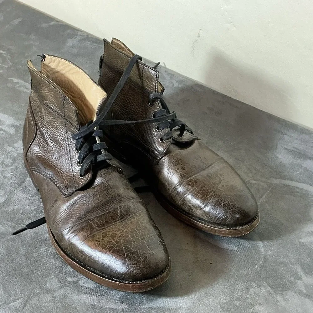 Sutro San Francisco 11.5 M Vintage Style Combat Boot Brown Leather Goodyear